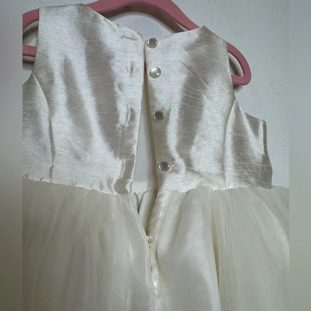DAVID'S BRIDAL Flower Girl Dress with Tulle and Ribbon Waist